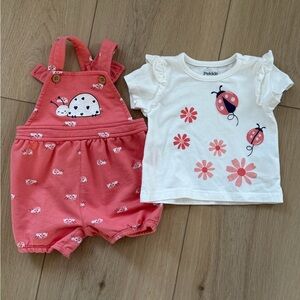 Pekkle Ladybug T-Shit & Baby Overall Set (Size 3m)